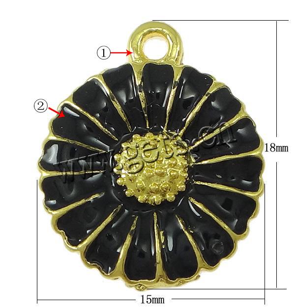 Zinc Alloy Enamel Pendants, Flower, plated, more colors for choice, nickel free, 10x10x0.8mm, Hole:Approx 1.8mm, Sold By PC