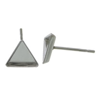 Stainless Steel Earring Stud Component, 304 Stainless Steel, Triangle, plated 0.8mm, Inner Approx 