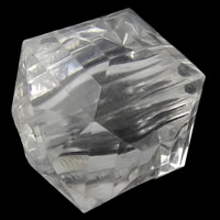 Perles acryliques transparentes, Acrylique, cube, facettes, plus de couleurs à choisir, Vendu par sac