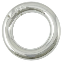 Broche de anillo de primavera de plata del rey, plata de ley 925, Donut, chapado, lisa, más colores para la opción, 15x15x3mm, agujero:aproximado 9mm, Vendido por UD