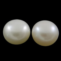 Half Drilled Cultured Freshwater Pearl Beads, Button, natural, half-drilled Grade B, 7-7.5mm Approx 0.8mm 