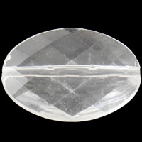 Transparent Acrylic Beads, Flat Oval, faceted 