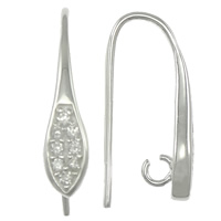 925 Sterling Silver Earring Hook, plated, with cubic zirconia 1mm Approx 2mm 