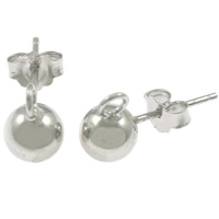 Sterling Silver Earring Stud Component, 925 Sterling Silver, plated 6mm 