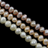 Perles de nacre rondes de culture d'eau douce, perle d'eau douce cultivée, naturel, couleurs mélangées, grade A, 3-4mm Environ 0.8mm pouce, Vendu par brin