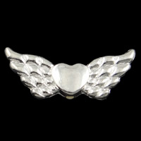 Zink-Legierung -Engels-Flügel Beads, Zinklegierung, Geflügelte Herzen, plattiert, keine, 22x9x3mm, Bohrung:ca. 1.5mm, ca. 830PCs/kg, verkauft von kg