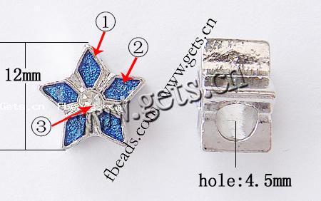 Enamel Zinc Alloy European Beads, Star, plated, Customized & without troll & with rhinestone & large hole, more colors for choice, 12x12x9mm, Hole:Approx 4.5mm, Sold By PC