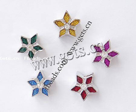 Enamel Zinc Alloy European Beads, Star, plated, Customized & without troll & with rhinestone & large hole, more colors for choice, 12x12x9mm, Hole:Approx 4.5mm, Sold By PC