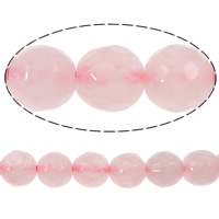 Natürliche Rosenquarz Perlen, rund, facettierte, Grade A, 6mm, Länge:15 ZollInch, ca. 60PCs/Strang, verkauft von Strang