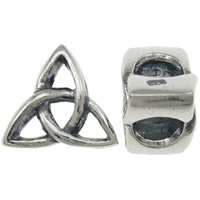 Sterling Silver European Beads, 925 Sterling Silver, Triangle, plated, without troll & hollow Approx 5mm 