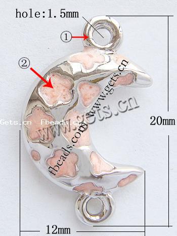 Enamel Zinc Alloy Connector, Moon, plated, more colors for choice, nickel, lead & cadmium free, 20x12x3.5mm, Hole:Approx 1.5mm, Sold By PC