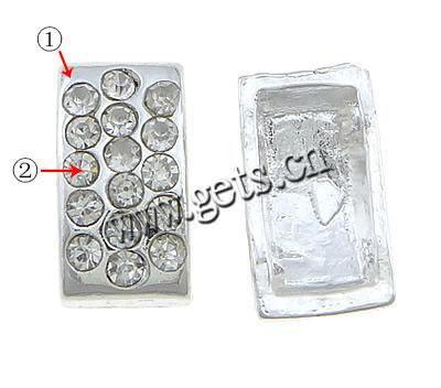 Rhinestone Spacer Bar, with Zinc Alloy, Rectangle, plated, with Mideast rhinestone & 2-strand, more colors for choice, nickel, lead & cadmium free, 12x7x5mm, Hole:Approx 1.5mm, Sold By PC