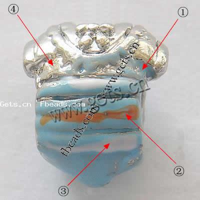 Enamel Zinc Alloy European Beads, Tube, large hole, more colors for choice, 12X11X10mm, Hole:Approx 4mm, Sold By PC