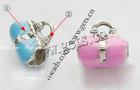 Enamel Zinc Alloy European Beads, Handbag, large hole, more colors for choice, 13x13mm, Hole:Approx 5mm, Sold By PC