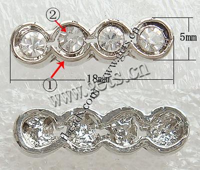 Rhinestone Spacer Bar, with Zinc Alloy, plated, plating thickness more than 3μm & 3-strand & with Mideast rhinestone, more colors for choice, nickel free, 18x5mm, Hole:Approx 1mm, Sold By PC