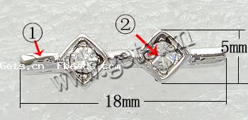 Barra separadora de diamantes de imitación, con aleación de zinc, chapado, 3-aro, más colores para la opción, libre de níquel, 18x5x3.5mm, agujero:aproximado 1mm, 1000PCs/Bolsa, Vendido por Bolsa