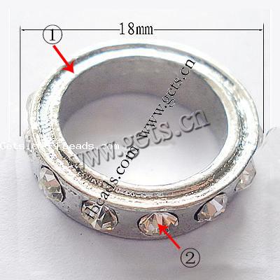 Donut Rhinestone Spacer , with Zinc Alloy, Flat Round, plated, with Mideast rhinestone, more colors for choice, nickel, lead & cadmium free, Grade AA, 18x18x4mm, Sold By PC