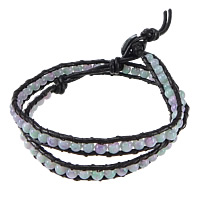 Dyed Marble Wrap Bracelet, with Cowhide, brass clasp, platinum color plated , 4mm, 7mm Approx 13-15 Inch 