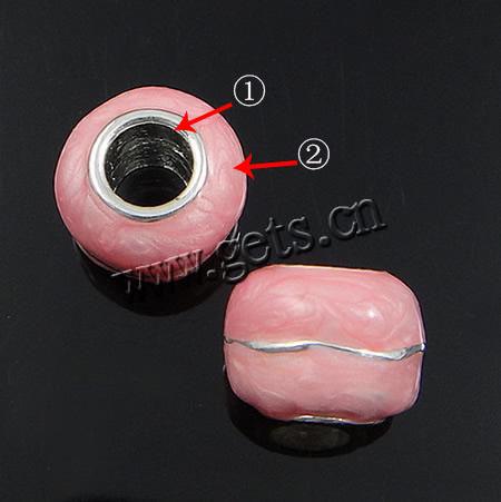 Enamel Zinc Alloy European Beads, Rondelle, plated, without troll & large hole, more colors for choice, 10x8mm, Hole:Approx 4.5mm, Sold By PC