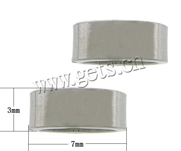 perles de curseur en acier inoxydable , rectangle, couleur originale, 7x3x1mm, Trou:Environ 6x3.5mm, Vendu par PC