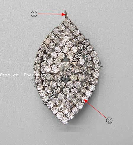 Rhinestone Brass Pendants, Horse Eye, plated, with rhinestone, more colors for choice, 39x25x10mm, Hole:Approx 2mm, Sold By PC