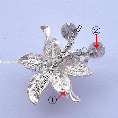 Rhinestone Zinc Alloy Connector, Flower, plated, with Mideast rhinestone, more colors for choice, 17x15x4mm, Sold By PC