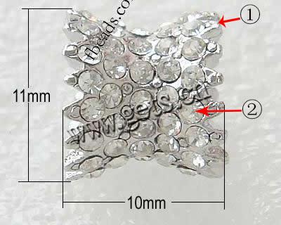 Flower Cap Rhinestone Spacer, with Zinc Alloy, plated, with Mideast rhinestone, more colors for choice, lead & nickel free, 11x10mm, Hole:Approx 4mm, Sold By PC
