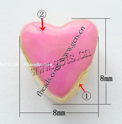 Enamel Zinc Alloy European Beads, Heart, plated, large hole, more colors for choice, 8x8x8mm, Hole:Approx 4mm, Sold By PC