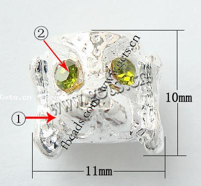 Perles European de stras d'alliage de Zinc , chien, Placage, sans filetage & avec strass, plus de couleurs à choisir, sans cadmium, 11x10x11mm, Trou:Environ 4.2-4.5mm, Vendu par PC