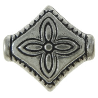 Zinc Alloy Flat Beads, Rhombus, plated, with flower pattern Approx 1mm 