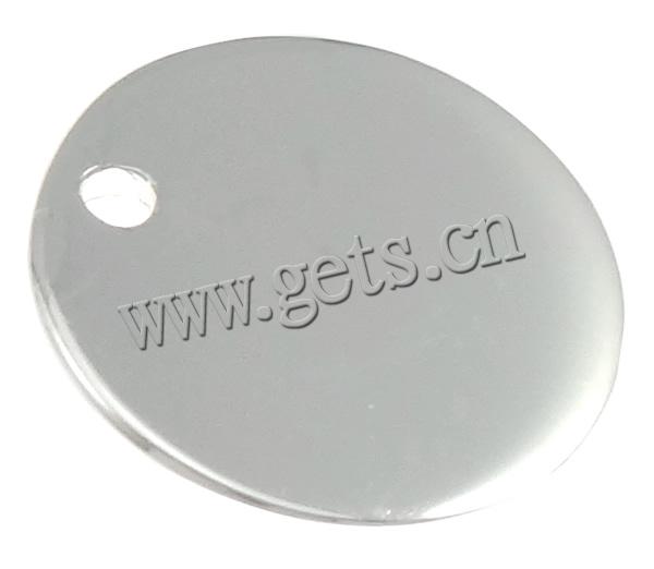 Etiqueta de plata de rey, plata de ley 925, Redondo aplanado, 10x10x0.8mm, agujero:aproximado 1mm, Vendido por UD