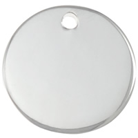 Стерлингового серебра тег, Серебро 925 пробы, Плоская круглая форма отверстие:Приблизительно 1mm, продается PC