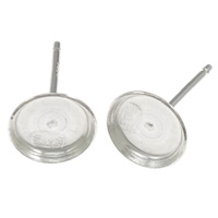 Sterling Silver Earring Stud Component, 925 Sterling Silver, Flat Round, plated Approx Inner Approx 6mm 