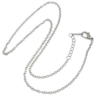 Mode Edelstahl Halskette Kette, Oval-Kette, originale Farbe, 3x2mm, Länge:16 ZollInch, verkauft von Strang
