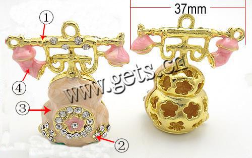 Zinc Alloy Tool Pendants, Telephone, plated, enamel & with rhinestone, more colors for choice, nickel, lead & cadmium free, 37x37x21mm, Sold By PC