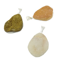 Ice Quartz Agate Pendant, with Brass, Nuggets, natural Approx 1.8-9mm, 5.5-6x8-9mm 