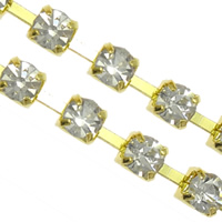 Brass Rhinestone Claw cadena, metal, chapado, con diamantes de imitación, más colores para la opción, libre de níquel, plomo & cadmio, 4x4x3mm, longitud:50 m, Vendido por Grupo