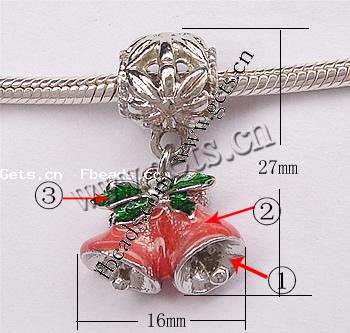 European Christmas Pendant, Zinc Alloy, with enamel, Christmas Boot, plated, Christmas jewelry & without troll & enamel, more colors for choice, nickel, lead & cadmium free, 27x16x8mm, Hole:Approx 5mm, Sold By PC