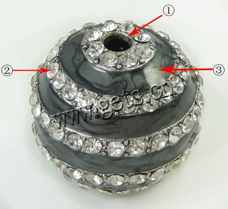 Emaille Messing Europa Perlen, rund, plattiert, ohne troll & mit Strass, keine, frei von Nickel, Blei & Kadmium, 15mm, verkauft von PC