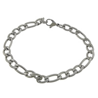 Stainless Steel Chain Bracelets, with lobster clasp & figaro chain, original color  Approx 8.5 Inch 