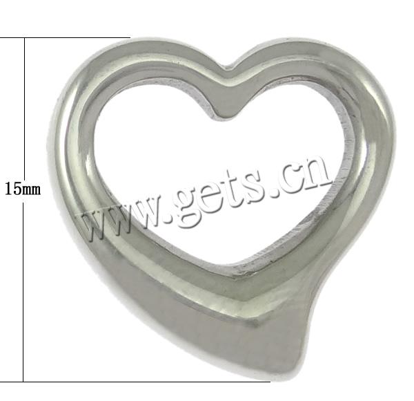 Encantos de etiqueta de acero inoxidable, Corazón, Modificado para requisitos particulares, 15x15x4.5mm, Vendido por UD