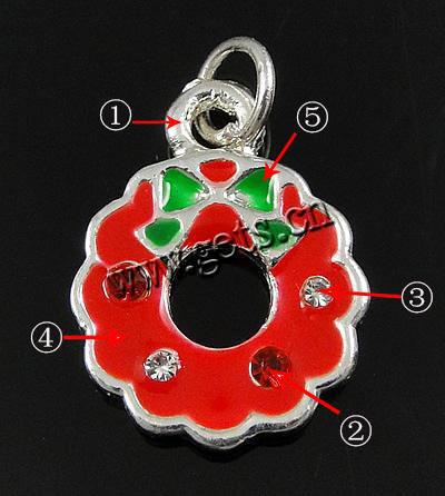 Zinc Alloy Enamel Pendants, Flower, plated, with rhinestone, more colors for choice, nickel, lead & cadmium free, 12.5x12.5x2.5mm, Hole:Approx 3mm, Sold By PC