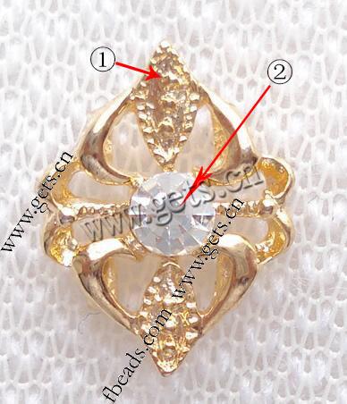 Rhinestone Zinc Alloy Connector, Rhombus, plated, with rhinestone, more colors for choice, 13x17mm, Sold By PC