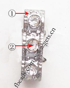 Mode Pont strass Spacer, avec alliage de zinc, Placage, 2 fils, plus de couleurs à choisir, 4x12mm, Vendu par PC