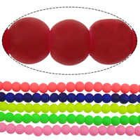 perles en verre caoutchoutée, Rond, vernis au four, normes différentes pour le choix & lisse, couleurs mélangées Environ 1-2mm Environ 15 pouce Vendu par lot