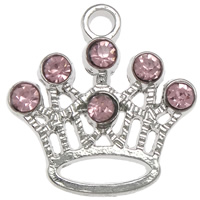 Zinc Alloy Crown Pendants, plated, with rhinestone, cadmium free Approx 2mm 