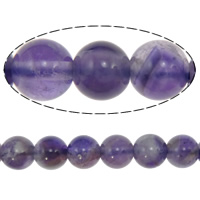 天然紫水晶のビーズ, アメジスト, ラウンド形, 2 月誕生石, グレードB, 長さ:15 インチ, 売り手 ストランド