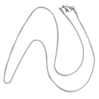 Collar de cadena de acero inoxidable, con cierre de langosta & cadena de caja, color original, 1.5x1.2x0.2mm, longitud:aproximado 18 Inch, Vendido por Sarta
