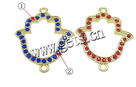 Rheinkiesel Zinklegierung Verbinder, Blume, plattiert, Kundenindividuell & mit Strass & 1/1-Schleife, keine, 32x38x2.5mm, Bohrung:ca. 2.5mm, verkauft von PC