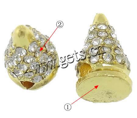 Zinc Alloy Rhinestone Pendants, Spike, plated, Customized & with rhinestone, more colors for choice, Hole:Approx 2.5mm, Sold By PC
